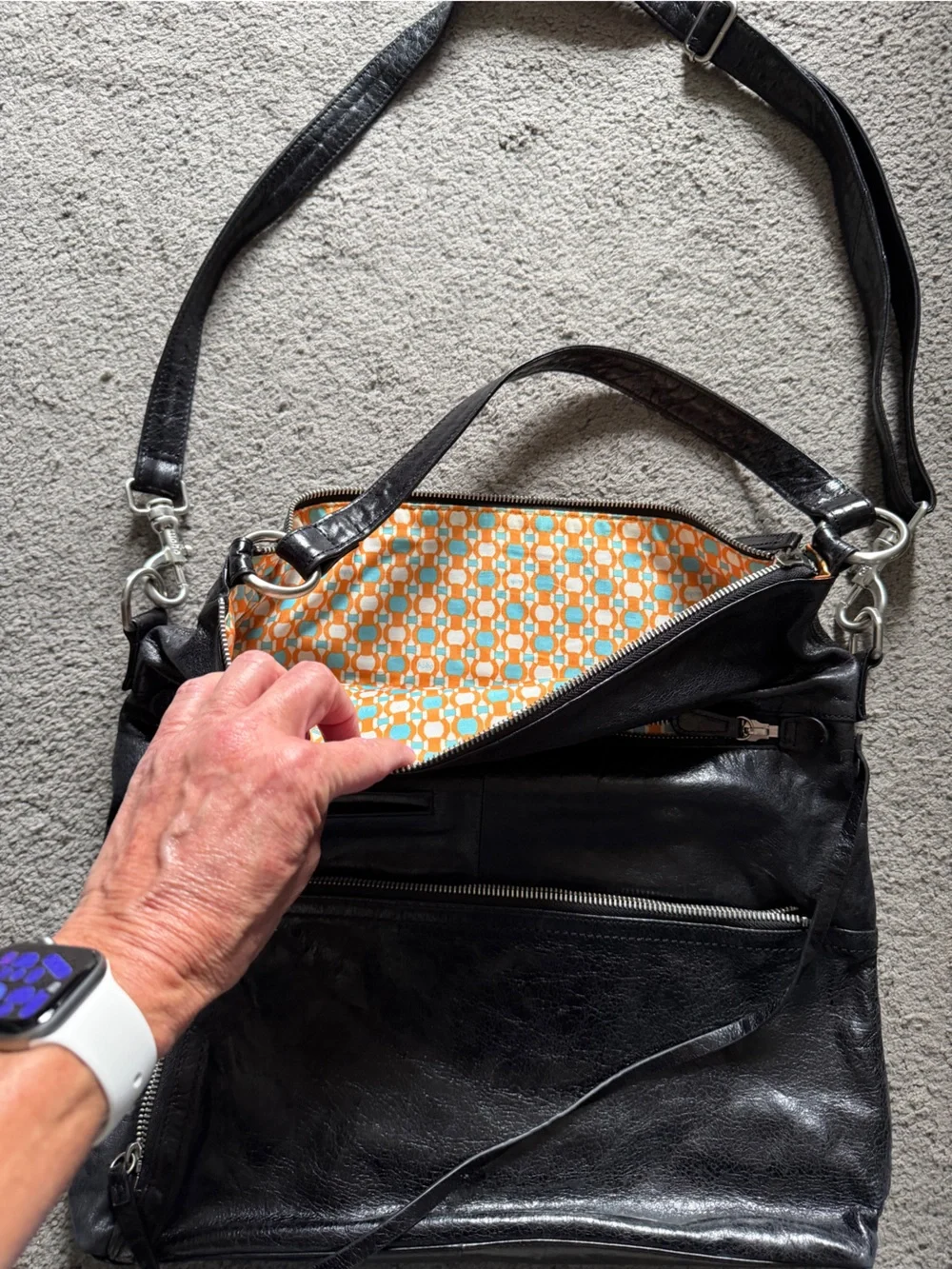 HOBO Black Leather Crossbody Bag with Silver Hardware - Picture 5 of 10